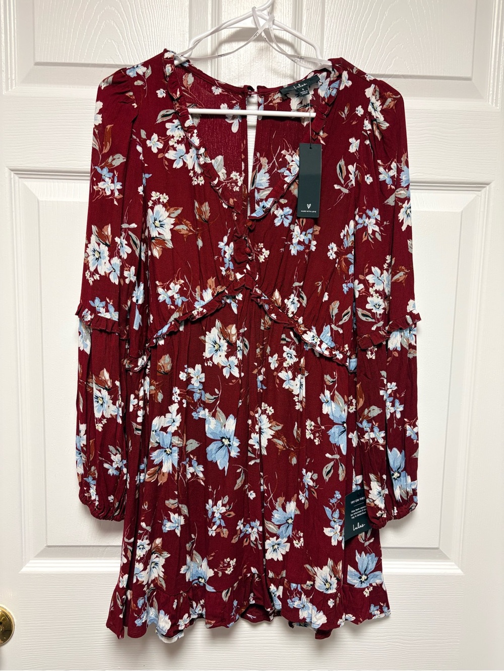 NWT Lulus Burgundy Floral Print Dress